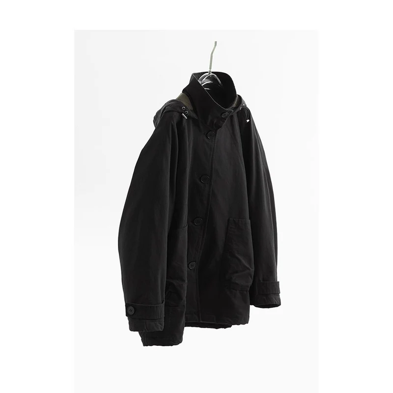 Damen Modische Übergangsjacke mit abnehmbarer Kapuze Drune