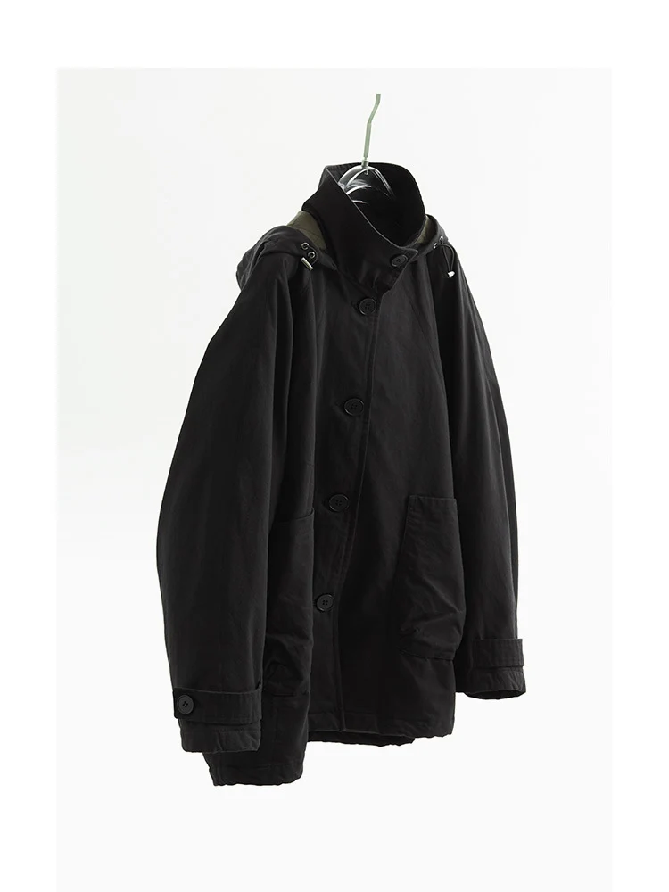 Damen Modische Übergangsjacke mit abnehmbarer Kapuze Drune