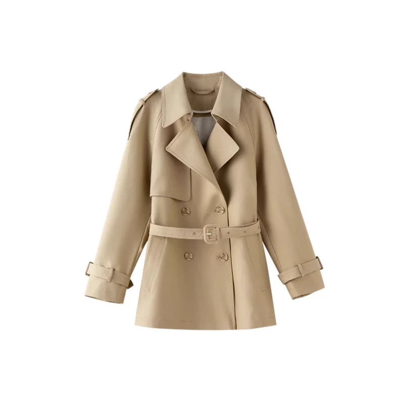 Damen Modische Trenchjacke mit Taillengürtel Drune