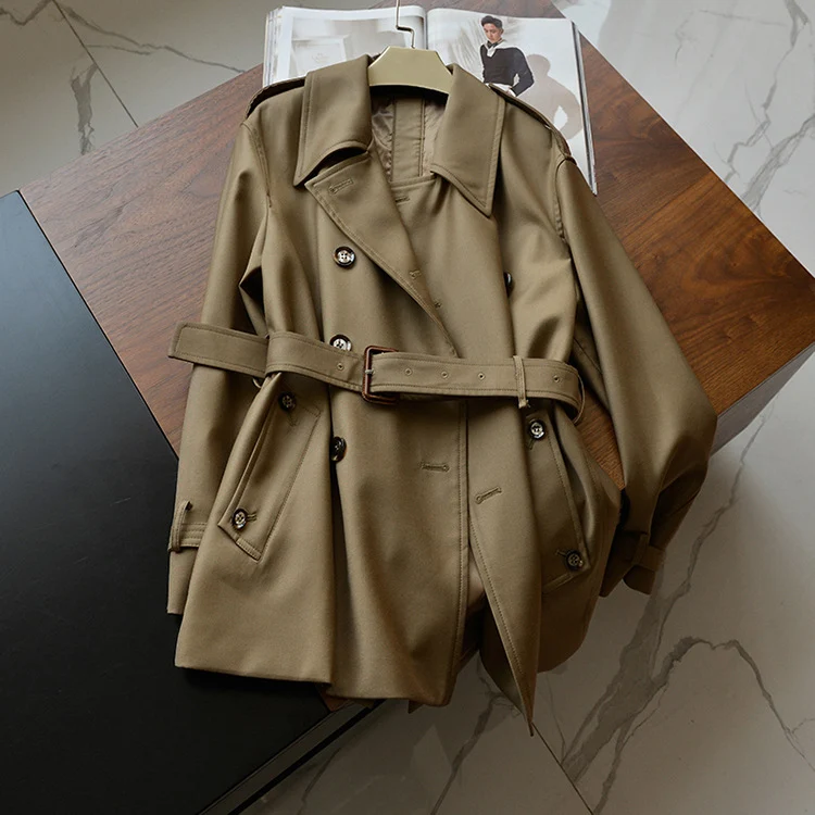 Damen Modische Trenchjacke mit Taillengürtel Drune 1789268628