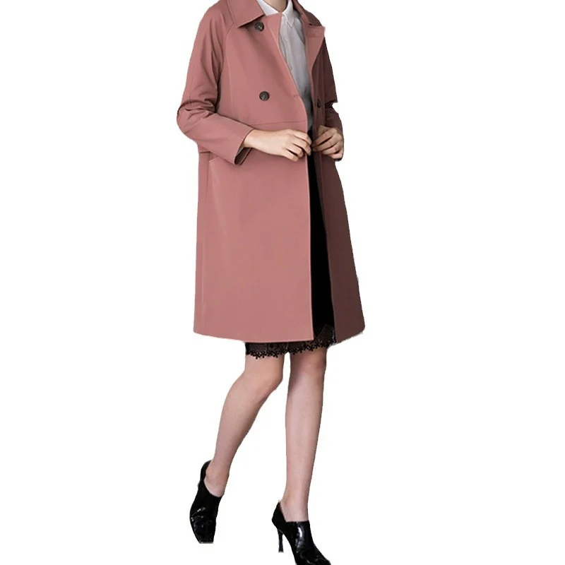 Damen Modische Trenchcoat mit doppelter Knopfleiste Drune