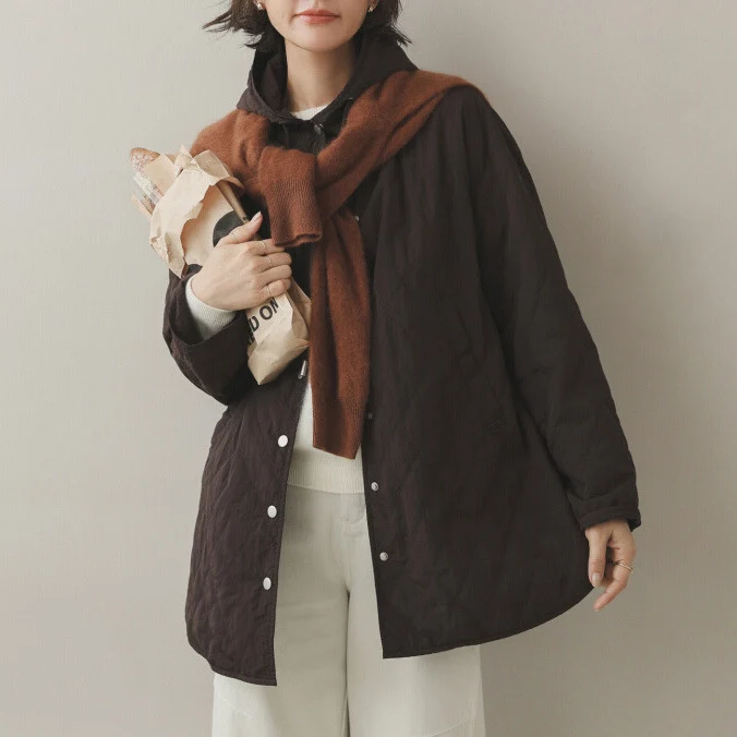 Damen Modische Steppjacke mit Kapuze Drune