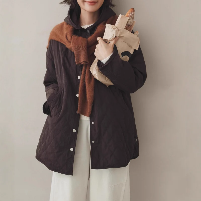 Damen Modische Steppjacke mit Kapuze Drune