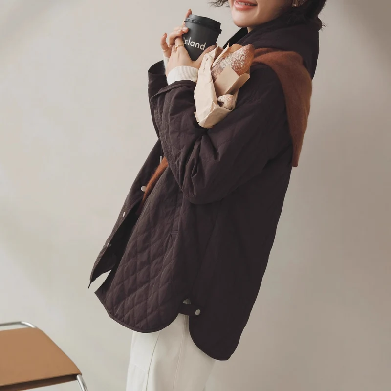 Damen Modische Steppjacke mit Kapuze Drune