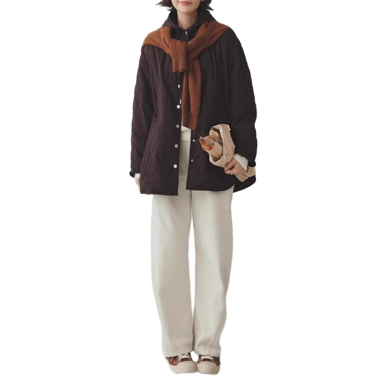Damen Modische Steppjacke mit Kapuze Drune