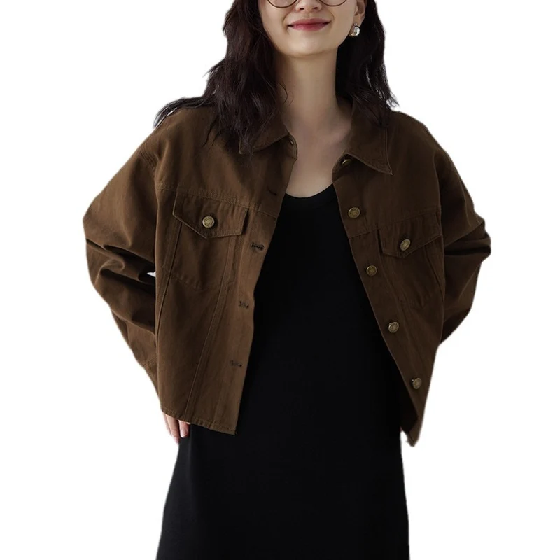 Damen Modische Oversized-Jacke mit Knöpfen und praktischen Taschen Drune