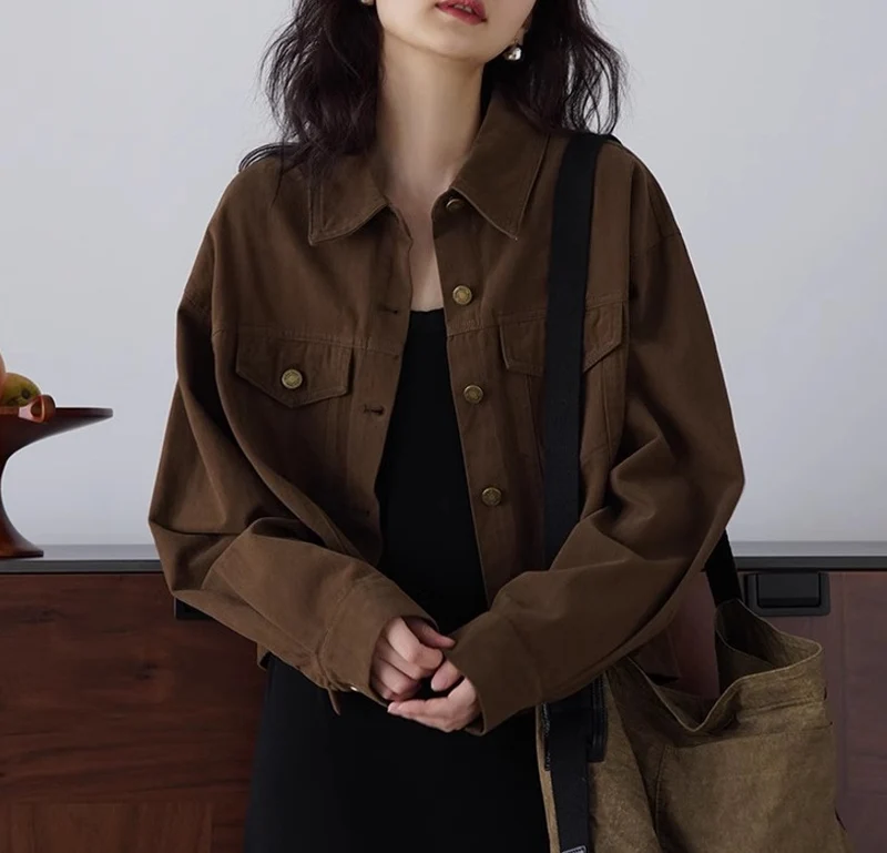 Damen Modische Oversized-Jacke mit Knöpfen und praktischen Taschen Drune