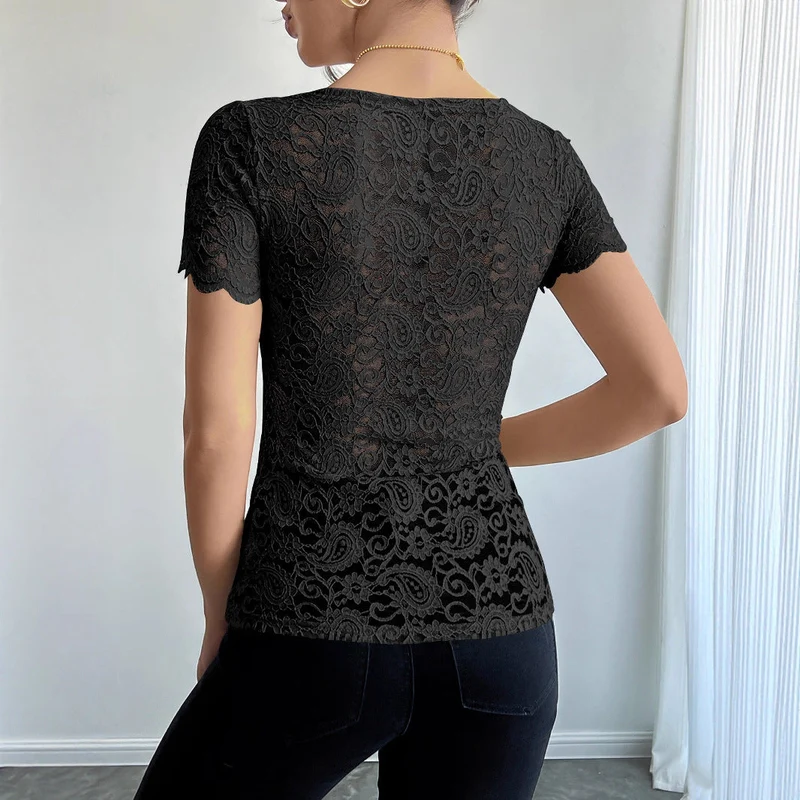 Damen Spitzenbody mit eleganten Abschluss Drune