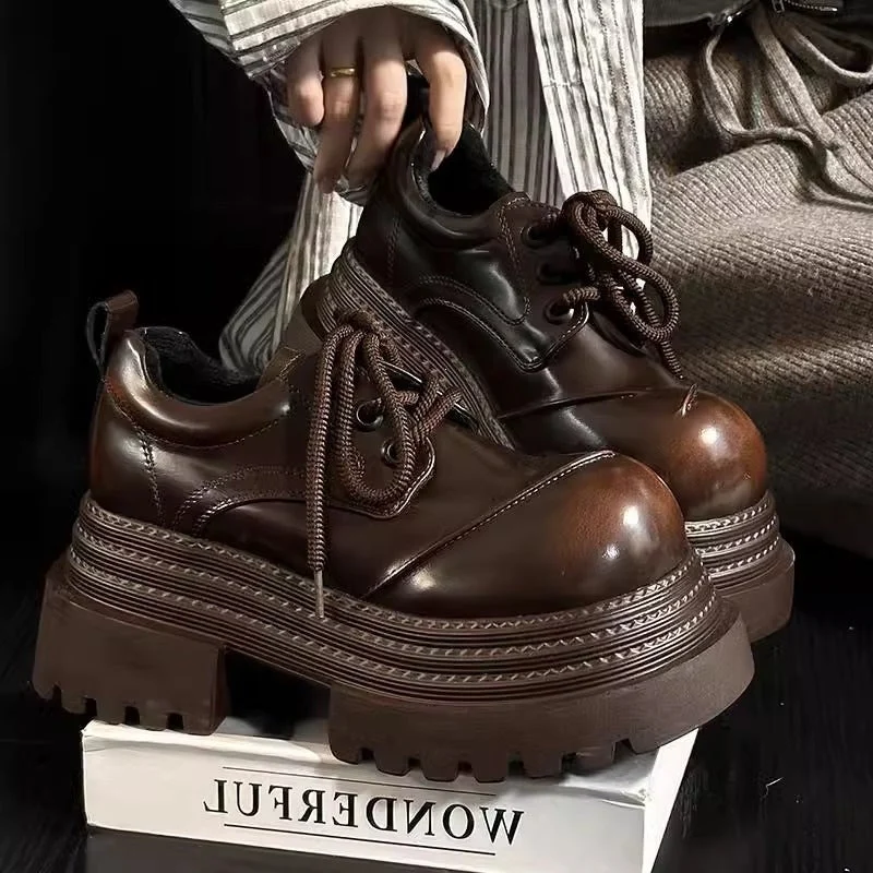 Damen Chunky Schnürschuhe mit doppelter Sohle und innovative Akzent Drune