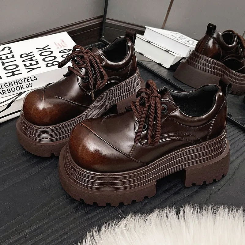 Damen Chunky Schnürschuhe mit doppelter Sohle und innovative Akzent Drune