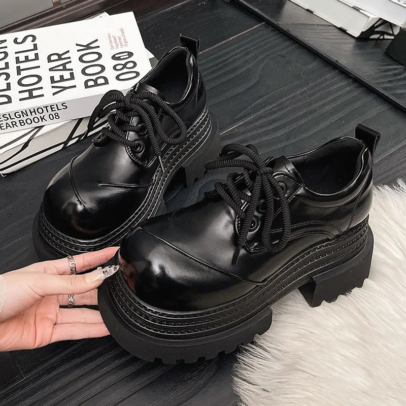 Damen Chunky Schnürschuhe mit doppelter Sohle und innovative Akzent Drune