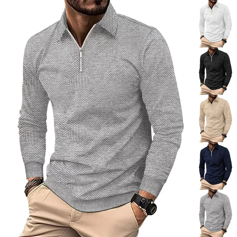 Herren hochwertiger Strickpullover mit Stehkragen und modischem Reißverschluss Drune