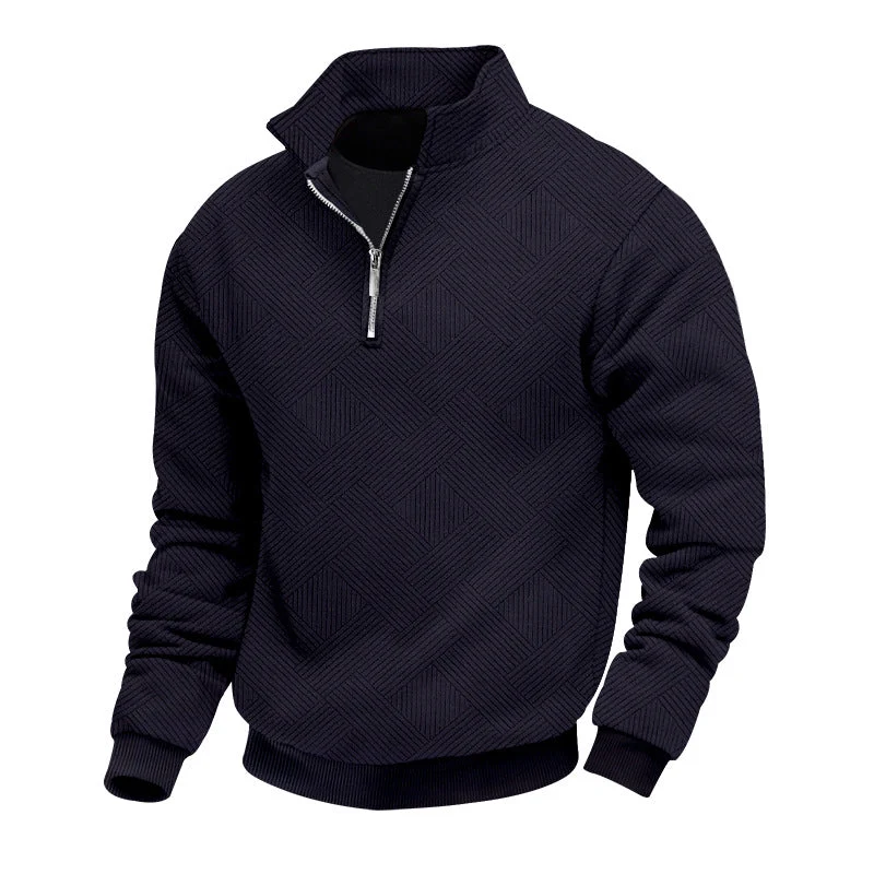 Herren hochwertiger Strickpullover mit Stehkragen und modischem Reißverschluss Drune