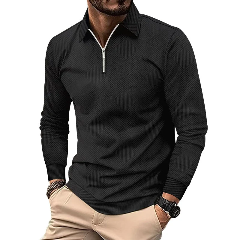Herren hochwertiger Strickpullover mit Stehkragen und modischem Reißverschluss Drune