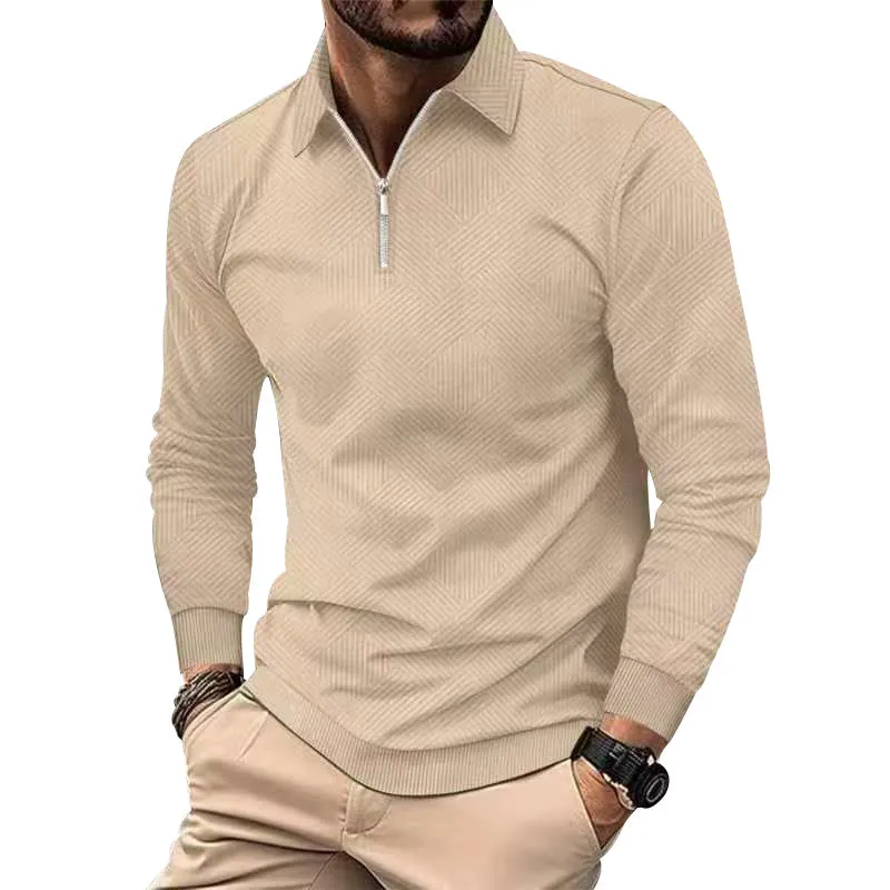Herren hochwertiger Strickpullover mit Stehkragen und modischem Reißverschluss Drune
