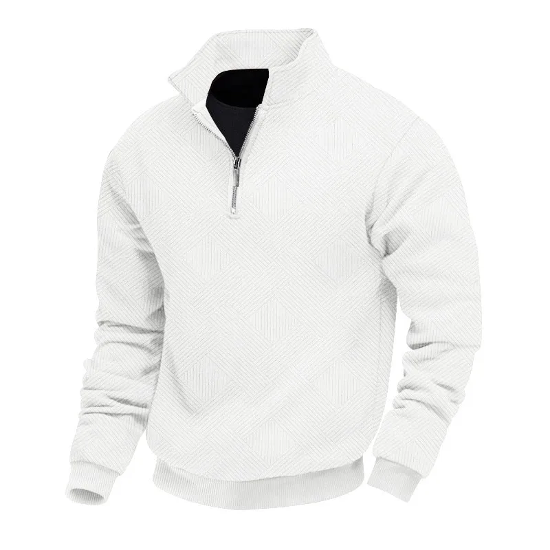 Herren hochwertiger Strickpullover mit Stehkragen und modischem Reißverschluss Drune
