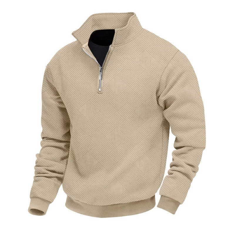 Herren hochwertiger Strickpullover mit Stehkragen und modischem Reißverschluss Drune