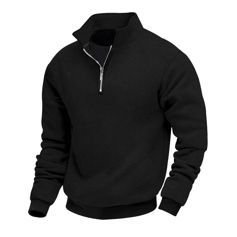 Herren hochwertiger Strickpullover mit Stehkragen und modischem Reißverschluss Drune