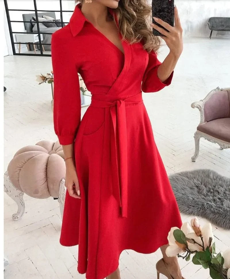 Drune | Midi Kleid Elegantes Design Formelle & Abendmode