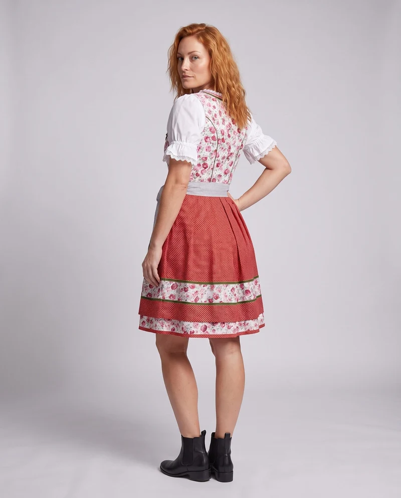 Damen Trachtenkleid mit eleganten Spitzenakzenten und Rüschendetails Drune