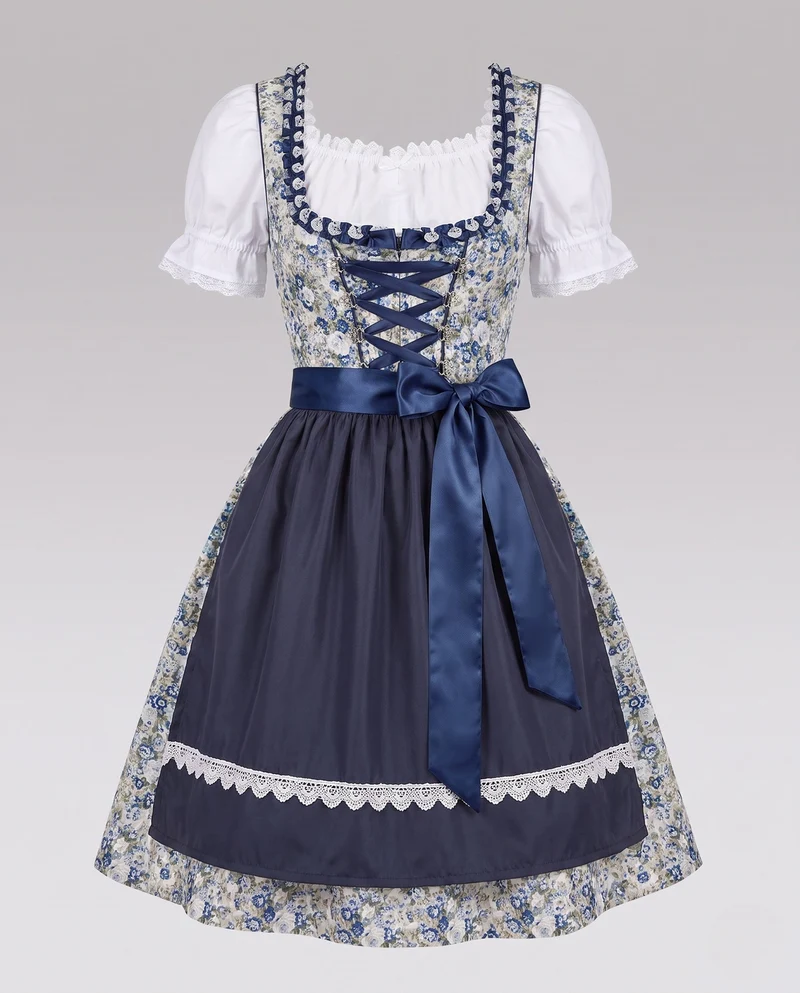 Damen Trachtenkleid mit eleganten Spitzenakzenten und Rüschendetails Drune
