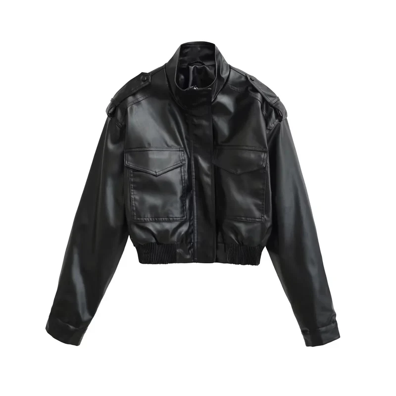 Damen nan cropped Field-Bomberjacke im Military-Look mit Stehkragen, Schulterklappen und taillennahem Rippbund Drune