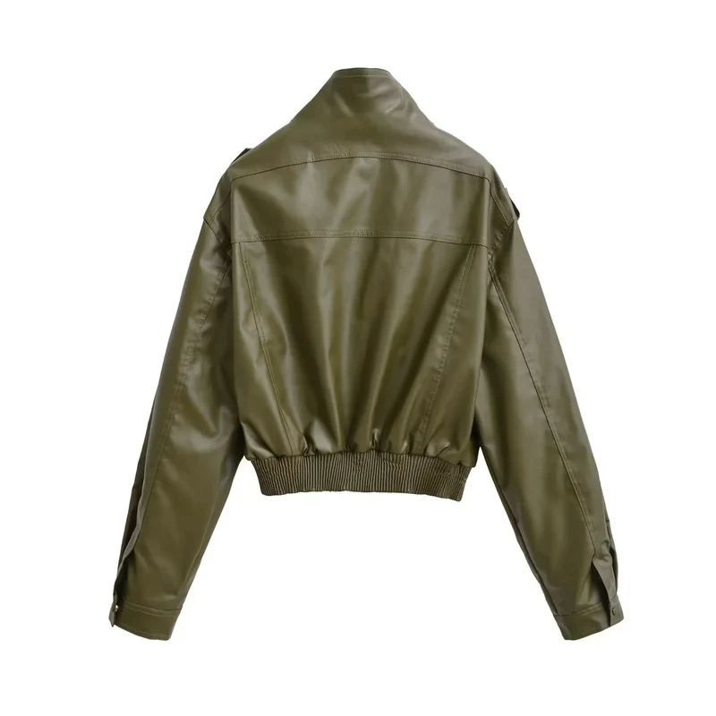 Damen nan cropped Field-Bomberjacke im Military-Look mit Stehkragen, Schulterklappen und taillennahem Rippbund Drune
