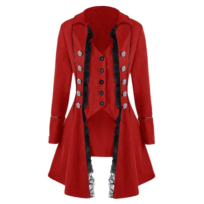 Damen eleganter Trachtenmantel mit filigranen Spitzeinsätzen und edlen Knopfdetails Drune
