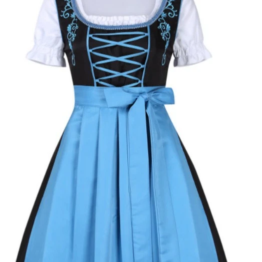 Damen traditionelles Dirndl mit besticktem Mieder und geschnürter Vorderseite Drune