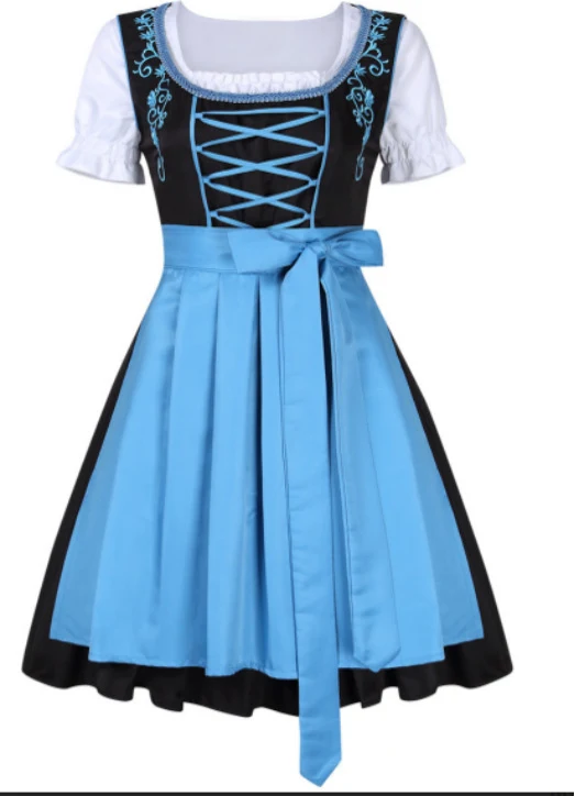 Damen traditionelles Dirndl mit besticktem Mieder und geschnürter Vorderseite Drune