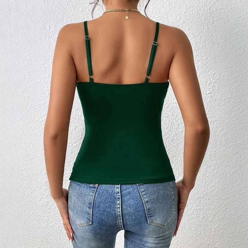 Damen Wickel-Top im schlichten Design mit Spaghettiträgern Drune