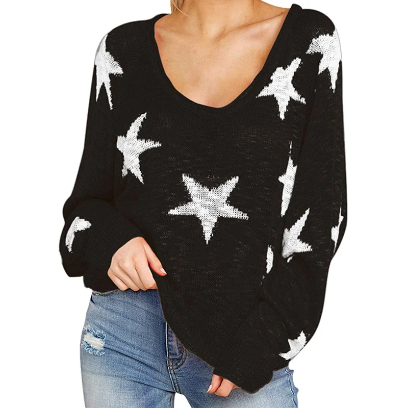 Damen Grobstrickpullover mit Sternenmuster Drune