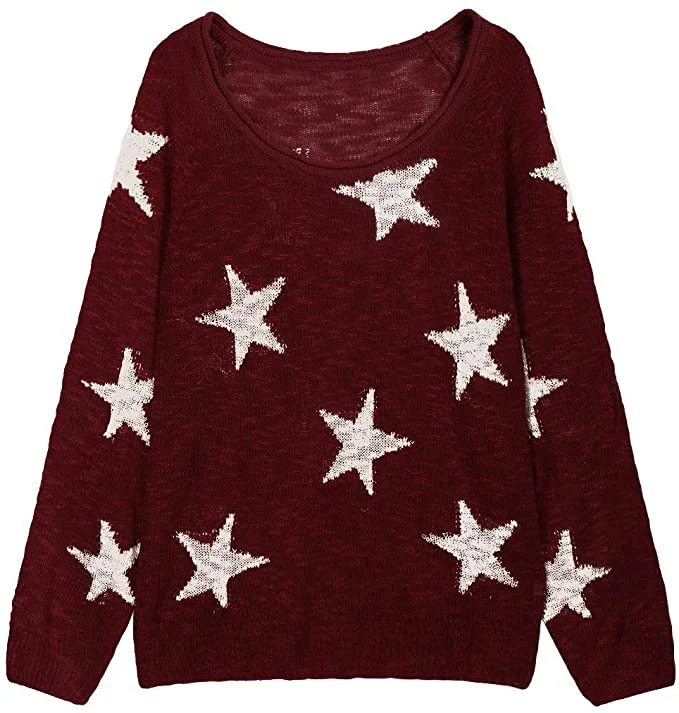 Damen Grobstrickpullover mit Sternenmuster Drune