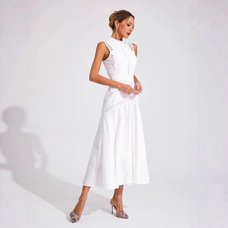 Damen Midi-Kleid mit aufwendigen Spitzenakzenten Drune