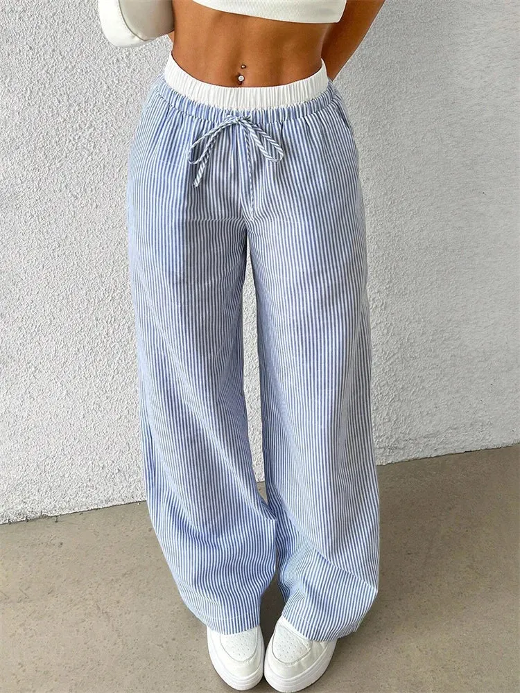 Drune | Gestreifte Hose mit Weitem Bein