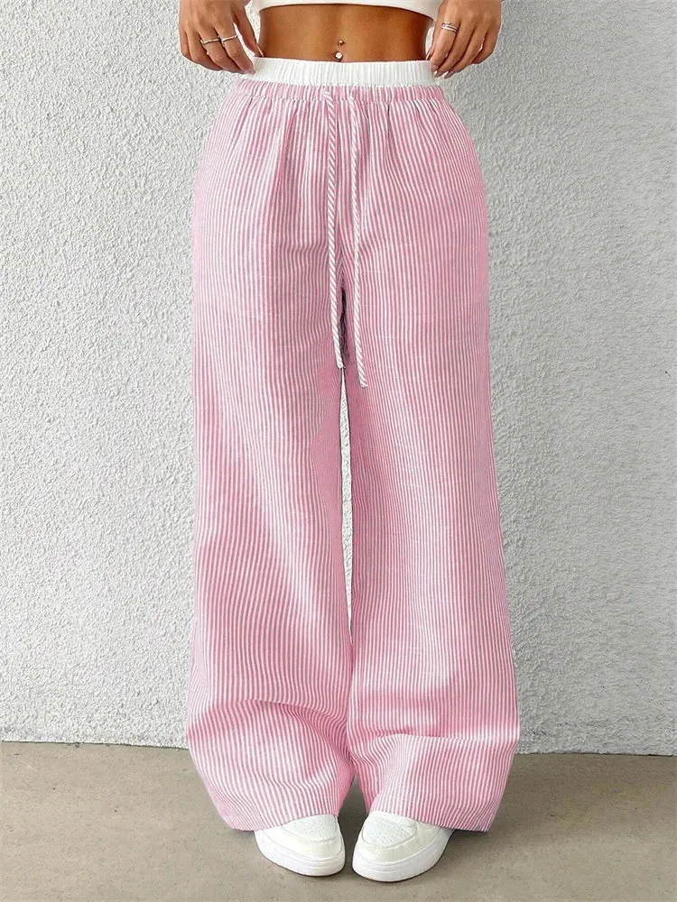 Drune | Gestreifte Hose mit Weitem Bein