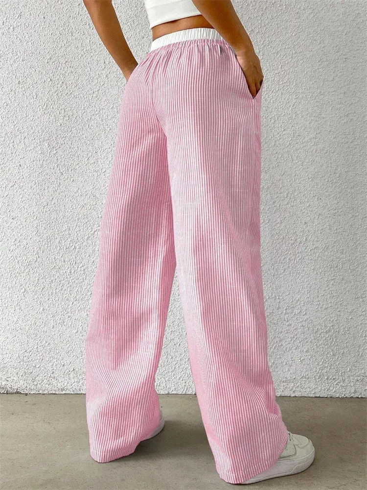 Drune | Gestreifte Hose mit Weitem Bein