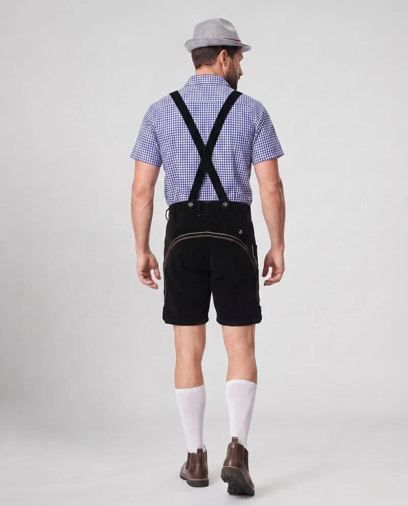 Herren Trachten-Latzhose aus hochwertigem Veloursleder Drune