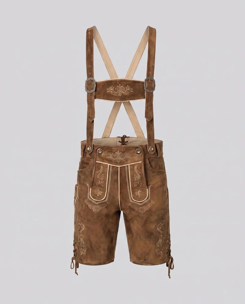 Herren Trachten-Latzhose aus hochwertigem Veloursleder Drune