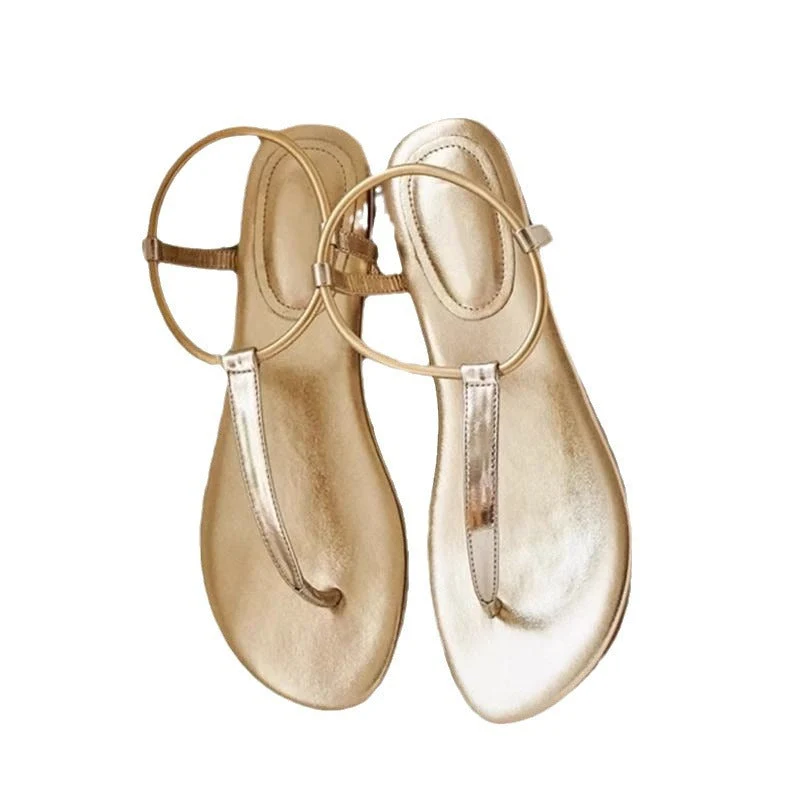 Damen Elegante Zehentrenner-Sandalen mit glänzendem Riemendesign Drune