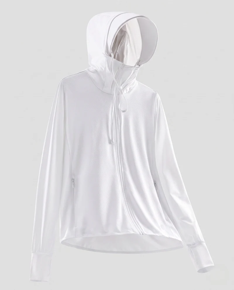 Damen nan ultraleichte UV-Schutz Kapuzenjacke mit Sonnenschirm und atmungsaktivem Mesh Drune