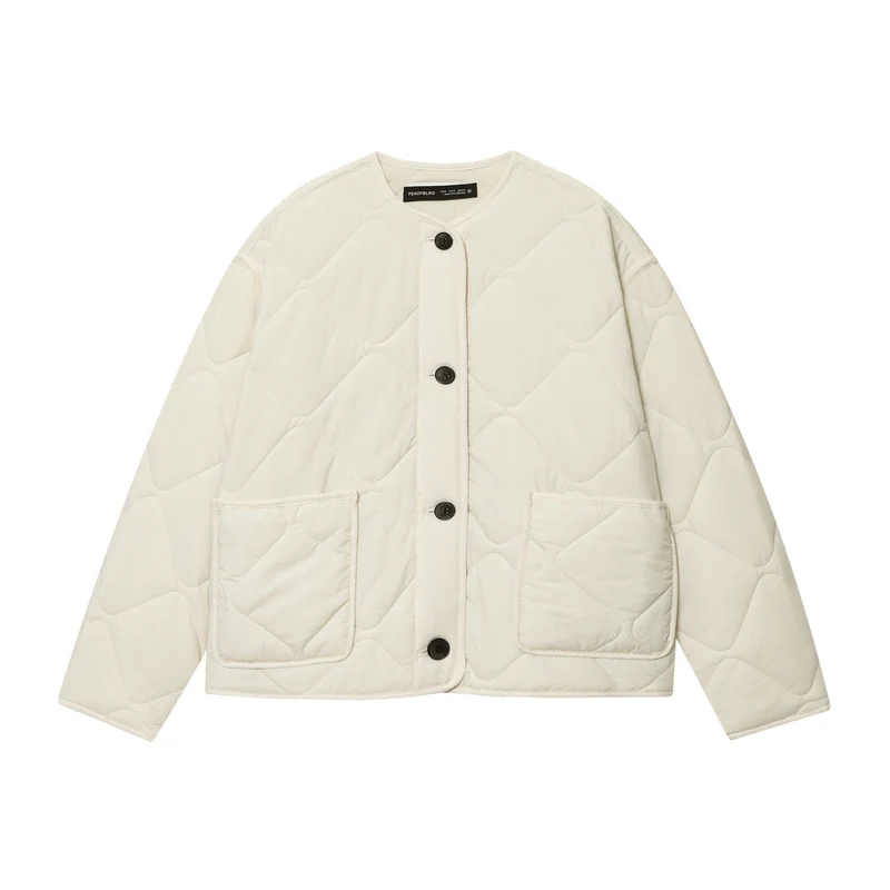 Damen nan gesteppte Cardigan‑Jacke mit Rautenstepp, Rundhals und aufgesetzten Taschen Drune