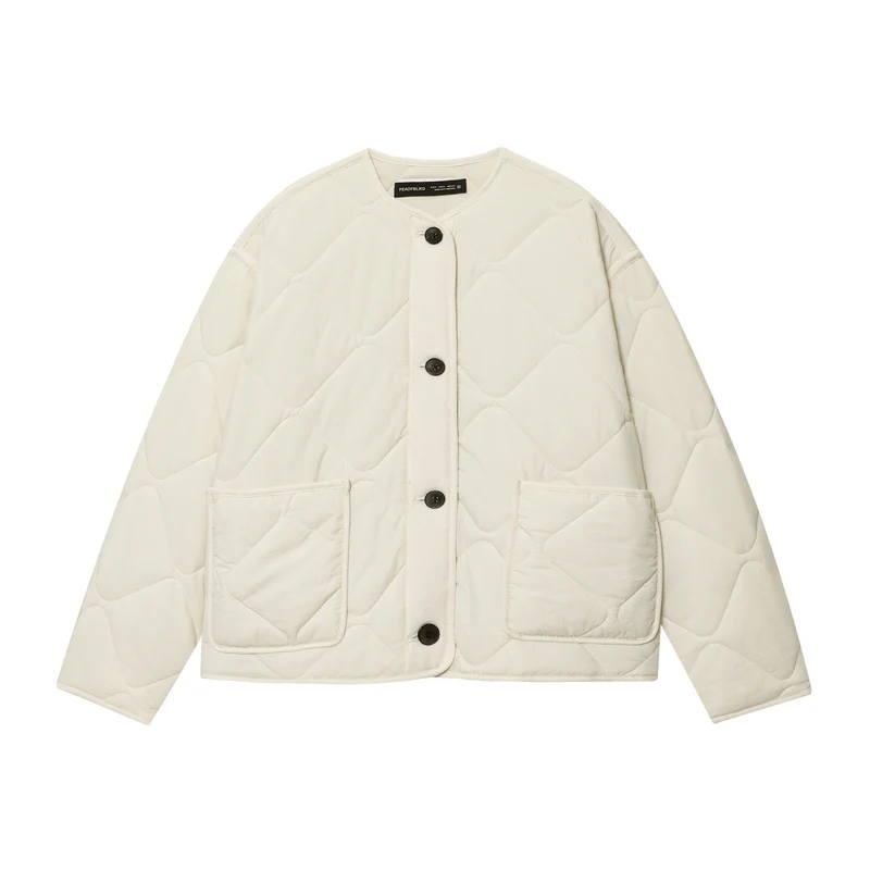 Damen nan gesteppte Cardigan‑Jacke mit Rautenstepp, Rundhals und aufgesetzten Taschen Drune