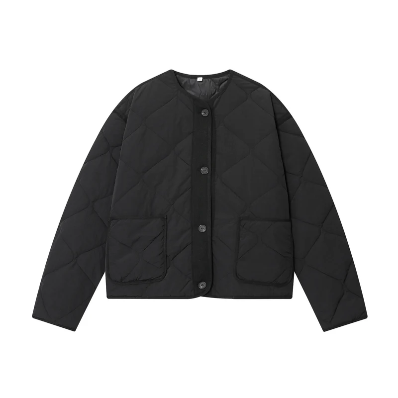 Damen nan gesteppte Cardigan‑Jacke mit Rautenstepp, Rundhals und aufgesetzten Taschen Drune