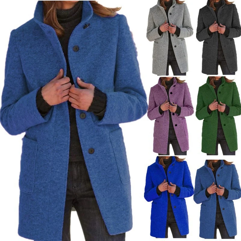 Damen eleganter und warmer Wollmantel Drune