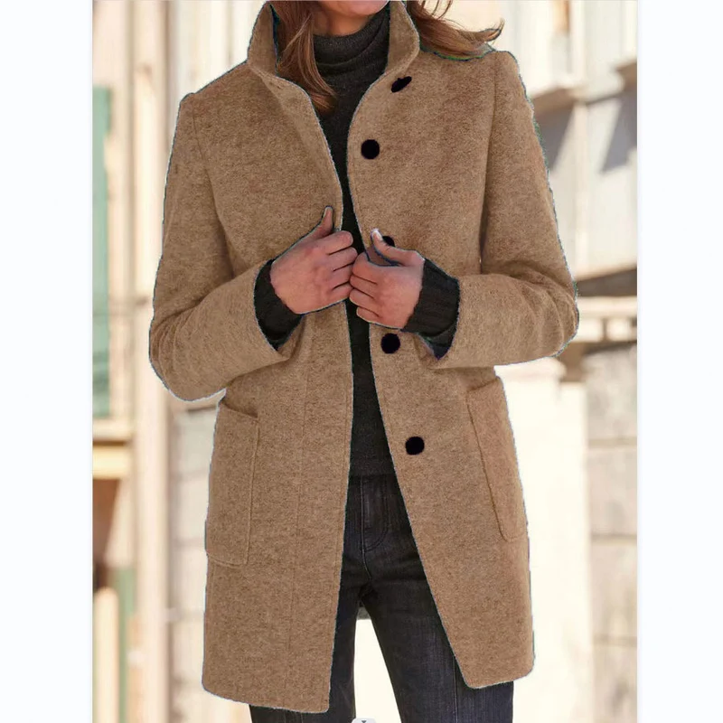 Damen eleganter und warmer Wollmantel Drune