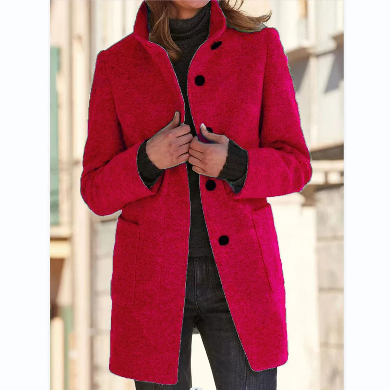 Damen eleganter und warmer Wollmantel Drune
