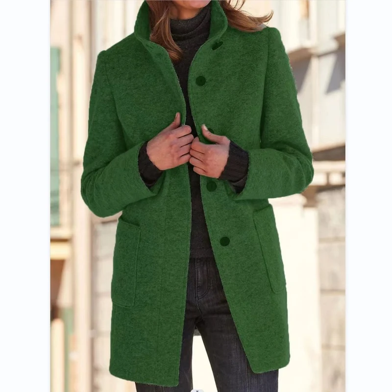 Damen eleganter und warmer Wollmantel Drune