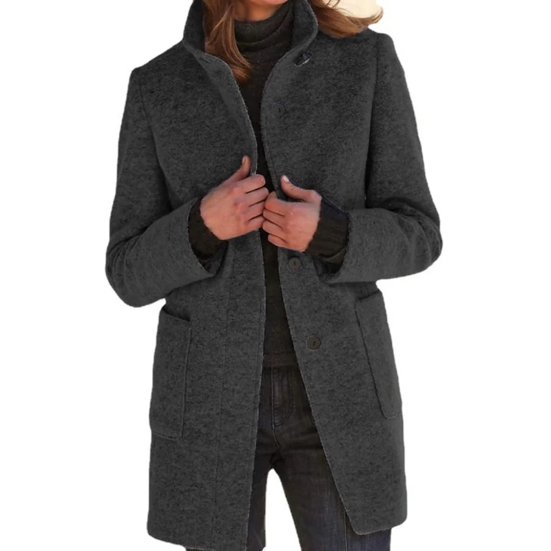 Damen eleganter und warmer Wollmantel Drune