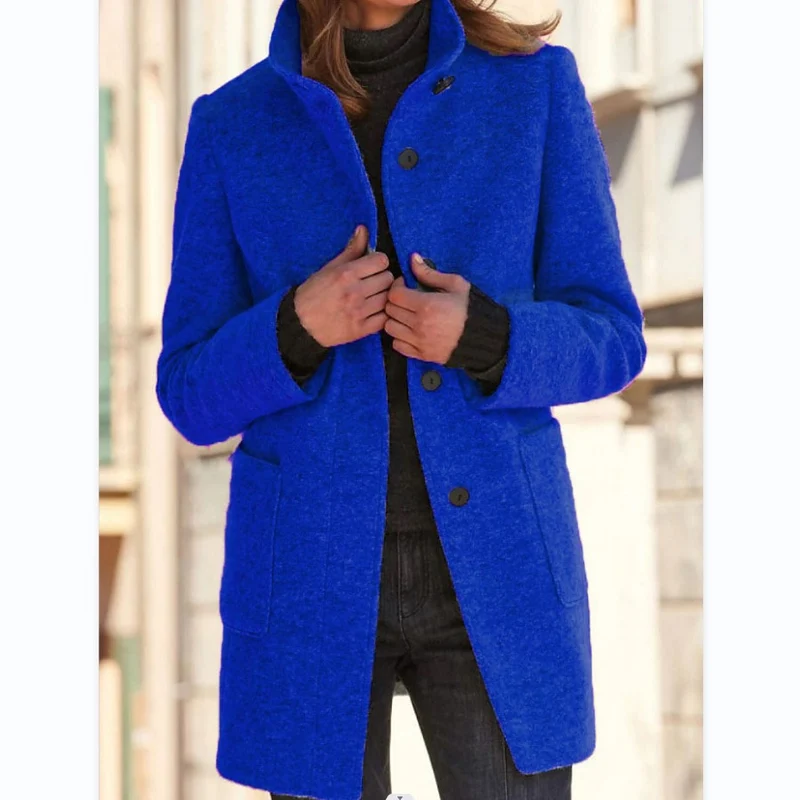 Damen eleganter und warmer Wollmantel Drune